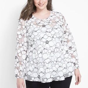 NWT Lane Bryant Lace Baby Doll Blouse Unlined